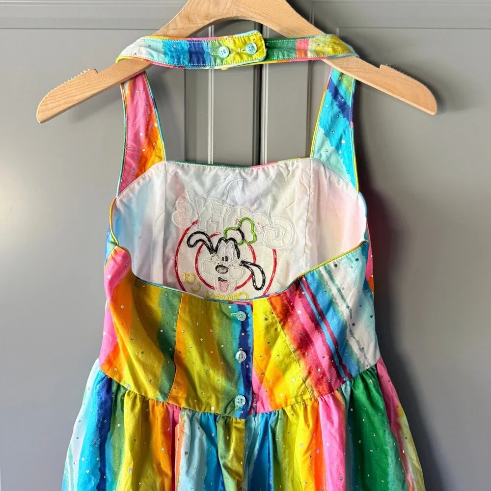 Bloome de Jeune Girls Goofy's Candy Rainbow Stripe Embellished Halter Dress, 16